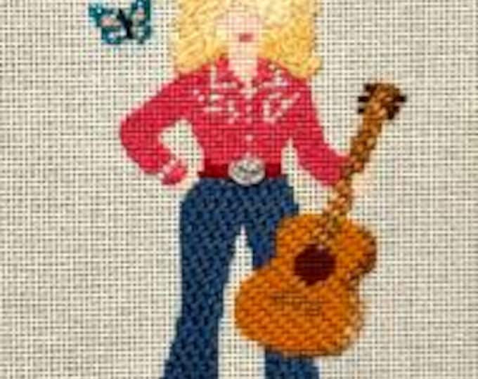 IN STOCK Dolly Needlepoint Canvas 5"x3"  finished size #18 mesh. Allow 3 weeks. Free Shipping. Unfinished canvas (picture is finished)