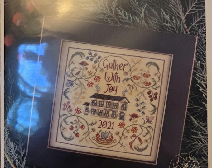 Blue Flower Gather With Joy Cross Stitch Pattern. Free Shipping. Good Condition.