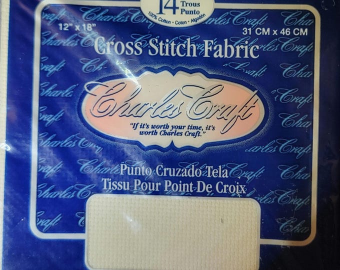 Charles Craft Aida Cloth 14ct 12"x18" white. FREE SHIPPING.
