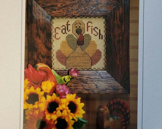 Hillside Samplings Eat Fish Cross Stitch Pattern. FREE SHIPPING. Good Condition.