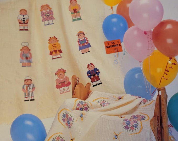 American School of Needlework Baby Afghans Cross Stitch Pattern. FREE SHIPPING.