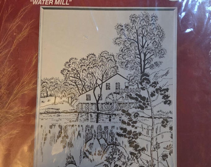 Bucilla Water Mill Needle Etching Kit. FREE SHIPPING. Older Condition.