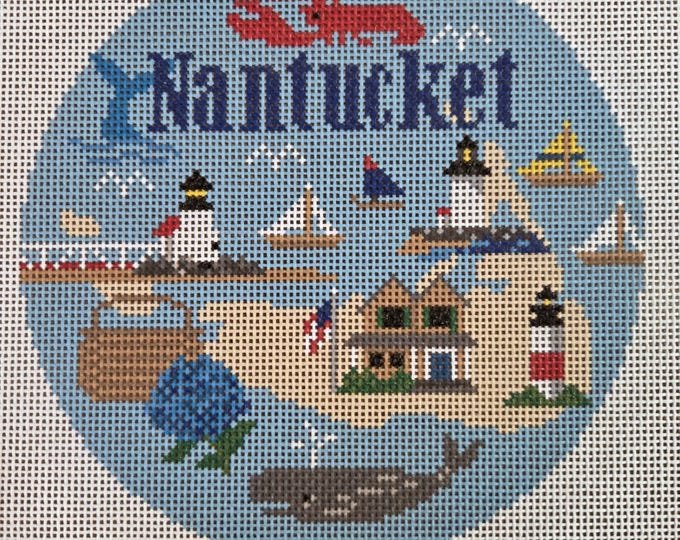Nantucket Needlepoint Canvas. 18 Mesh 5" Round. New Condition. Free Shipping.
