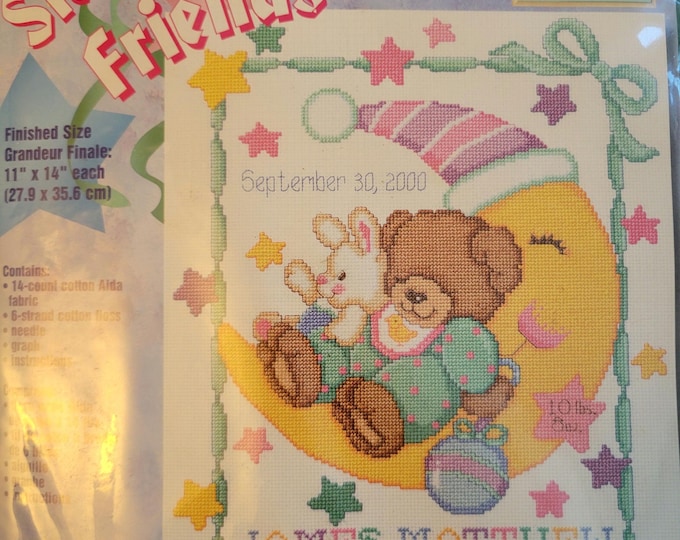 Janlynn Sleepytime Friends Cross Stitch Kit. FREE SHIPPING. Good Condition.