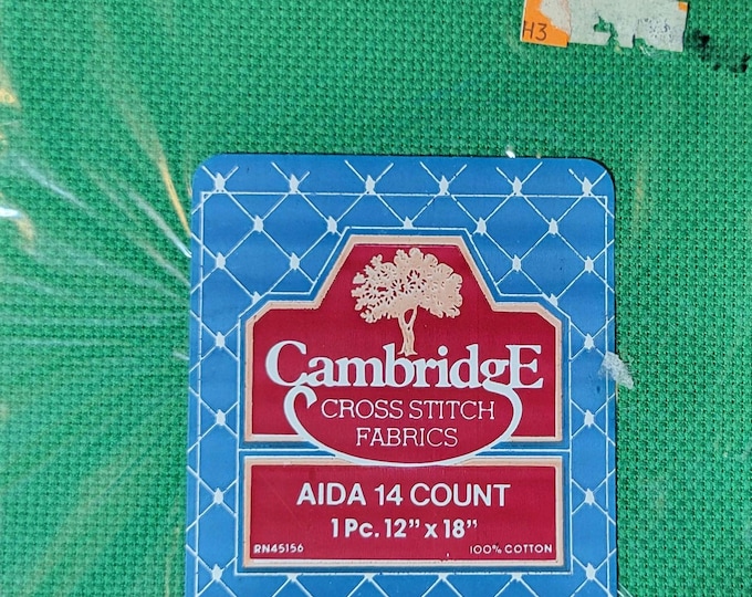Cambridge Aida Cloth 14ct 12"x18" green. FREE SHIPPING.