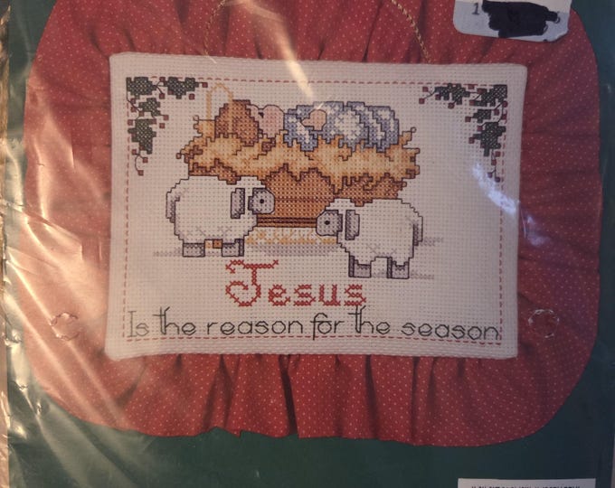 Bucilla Jesus is the Reason Pillow/Picture Counted Cross Stitch Kit. FREE SHIPPING. Older Taped Package Condition.