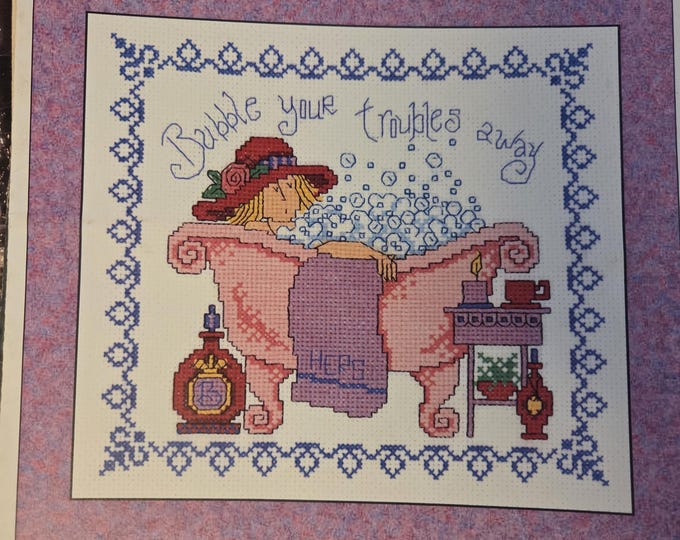 Imaginating Bubble Your Troubles Cross Stitch Pattern. FREE SHIPPING. Used Condition.