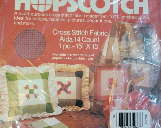 Charles Craft Hopscotch 14ct 15x15 Aida Cloth Red. FREE SHIPPING.