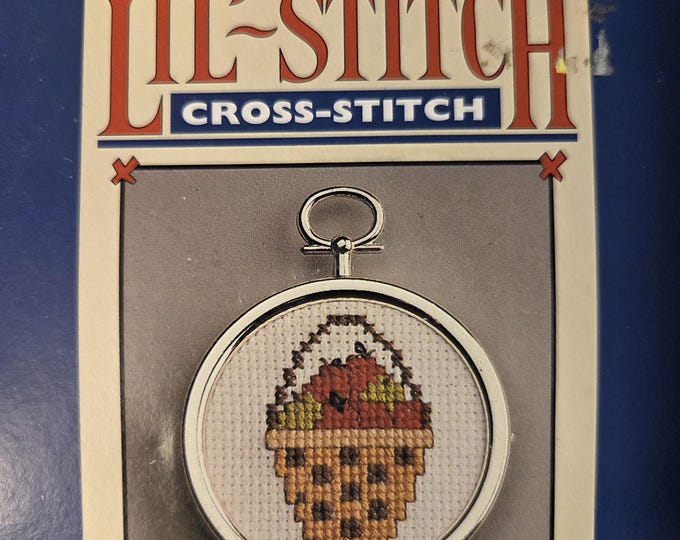 Lil Stitch Apple Basket Counted Cross Stitch Kit. FREE SHIPPING. Good Condition, older packaging.