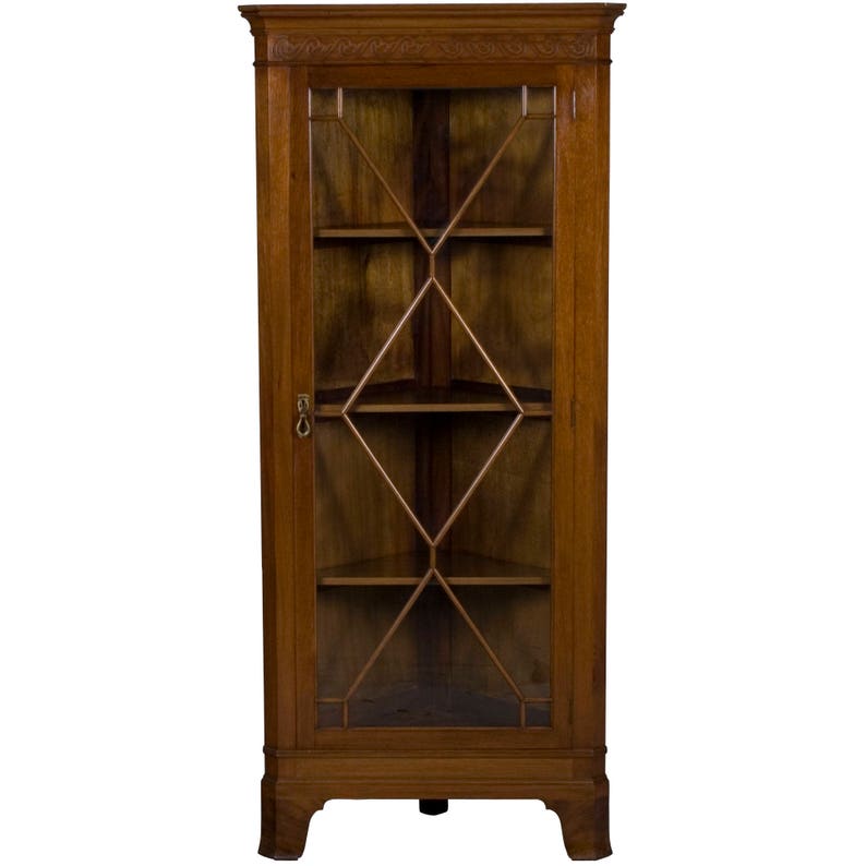 Vintage Single Glass Door Mahogany Corner Cabinet