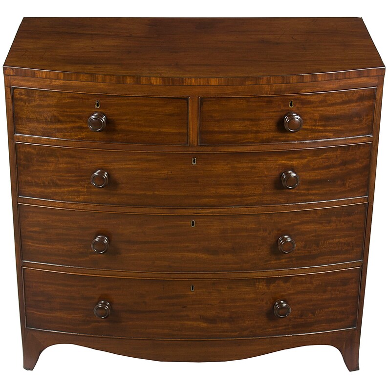 Antique Victorian Period Bow Front Chest Of Drawers Dresser Etsy