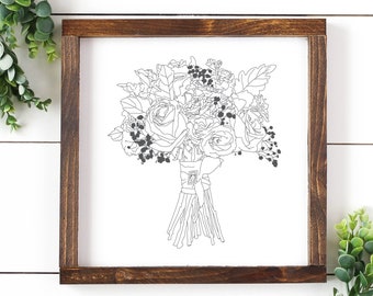 Custom Bridal Bouquet Wood Sign