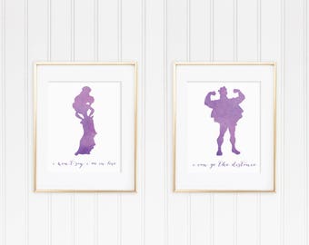 8x10 Hercules and Meg Watercolor Print Collection Set of Two