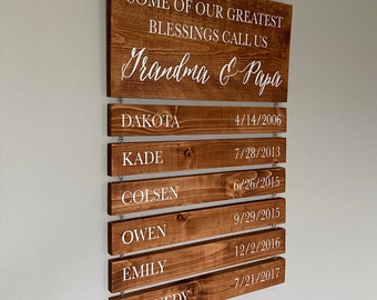 Custom Greatest Blessing Grandma & Grandpa Wood Sign