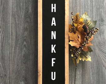 Large THANKFUL Framed Wood Sign