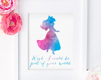 Little Mermaid Quote 8x10 Watercolor Print