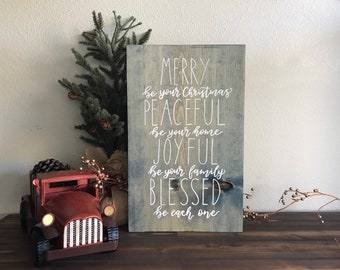 11.25"x18" Christmas Quote Wood Sign Blue