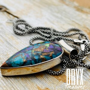 Multicolor Copper Turquoise Necklace | 925 Sterling Silver | Popcorn Chain | 925 Italian Silver