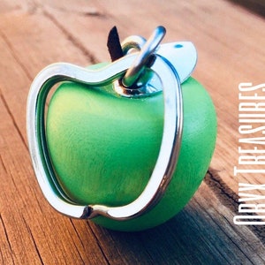 Sour Green Wooden Apple Keychain | Hand Stamped | Personalized | Apple Keychain | Teacher Appreciation | Health Recognition