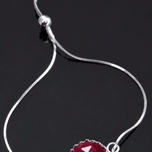 Ruby Bracelet: Sterling Silver Adjustable Slider, July Birthstone