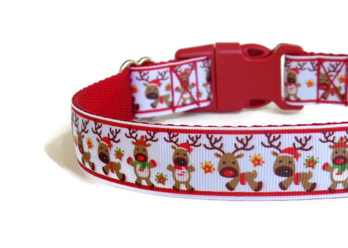 Red Reindeer Dog Collar Christmas Dog Collar Buckle or Etsy