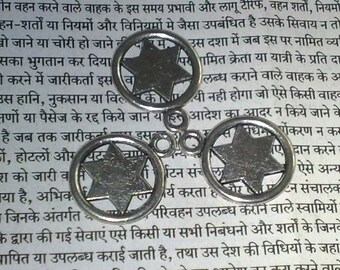 3 charms-silver-plated 17 six pointed star, 5x14mm