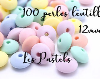 100 perles lentilles 12mm en silicone alimentaire sans BPA