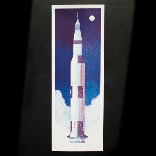 Apollo 11 Risograph Print - Limited Edition - Blue & Red