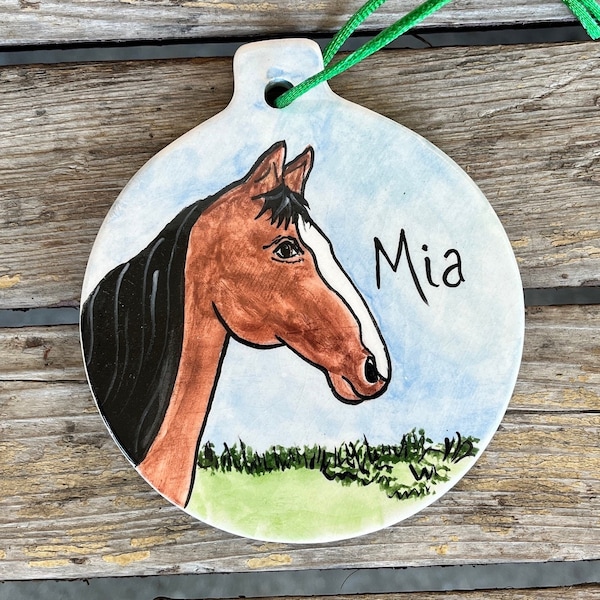 Personalized Horse Ceramic Christmas Ornament