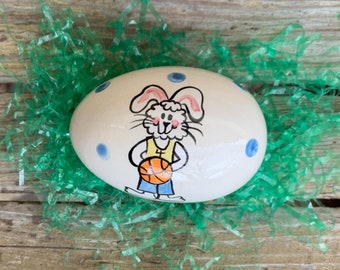 Basketball Bunny Egg - Personalized Ceramic Easter Egg