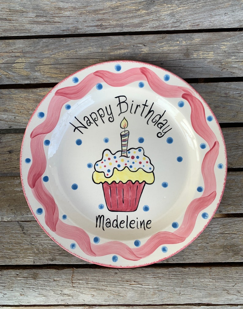 Happy Birthday Plate Personalized With Name and Polka Dots Etsy