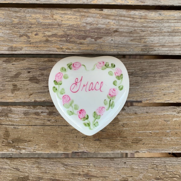 Porcelain Heart Box Personalized China Painted Valentine's Gift