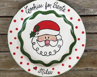 Cookies for Santa Personalized Ceramic Plate - Santa Face