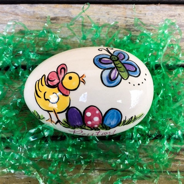 Butterfly Chick - Personalized Ceramic Easter Egg