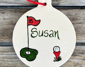 Personalized Golf Ball an d Tee Activity Christmas Tree Ornament