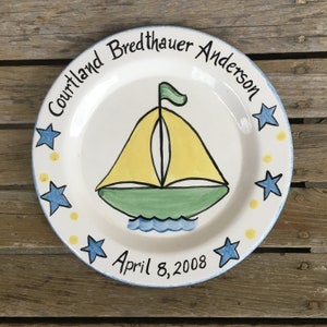 Sailboat Plate Personalized Ceramic Birthday Plate