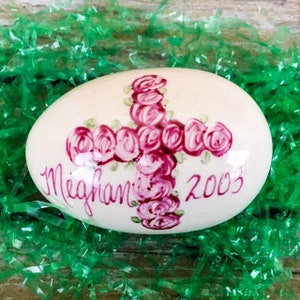 Rose Cross Egg - Personalized Ceramic Easter Eggs