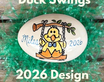 Duck Swing - Personalized Ceramic Easter Egg - 2026 Design