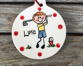 Personalized Golf Kids Activity Christmas Tree Ornament