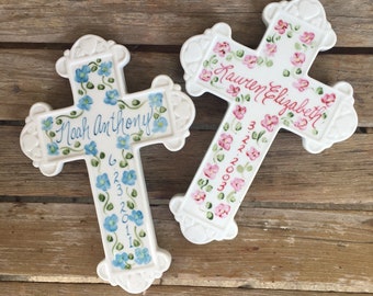 Porcelain Scroll Cross Baby/Christening Gift