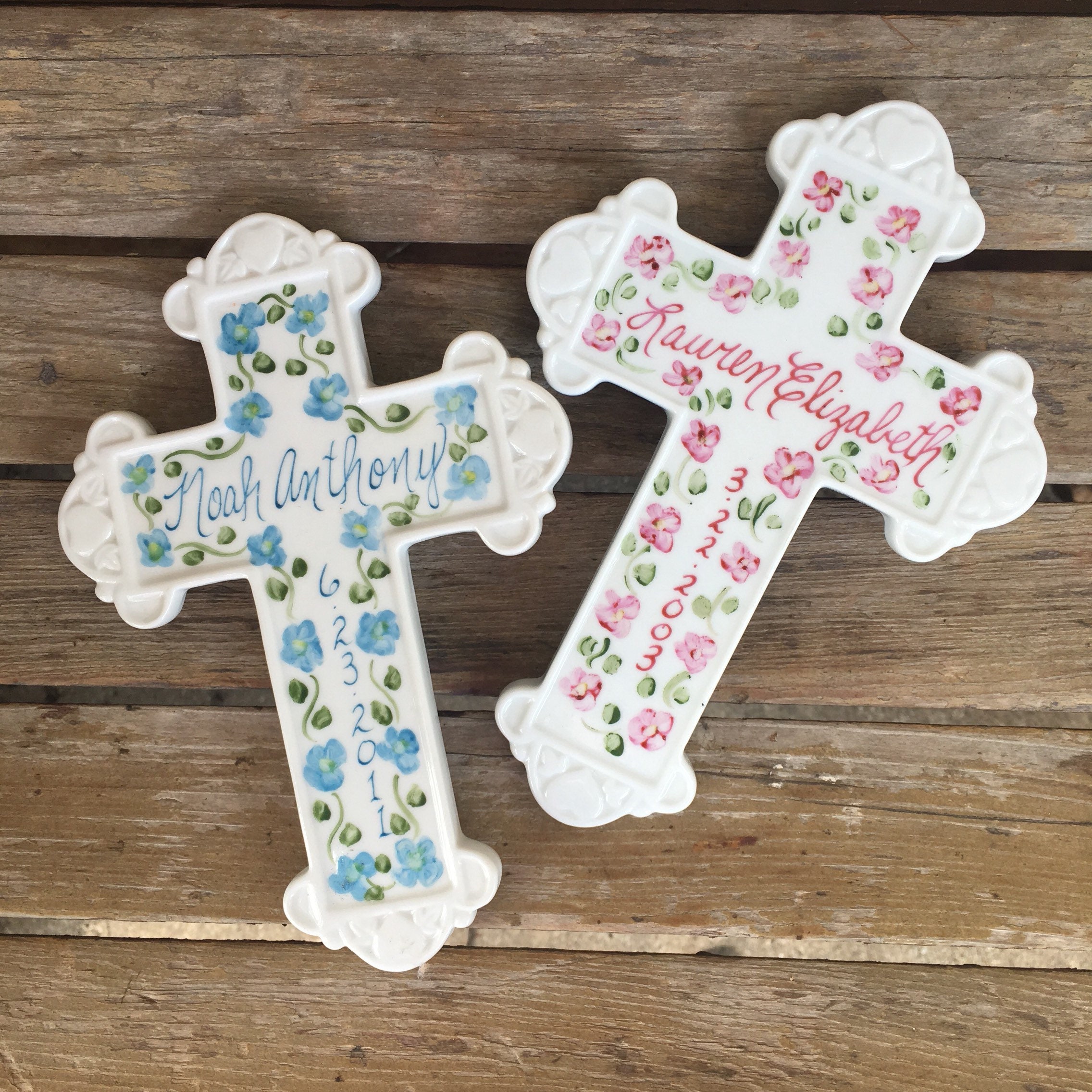 Porcelain Scroll Cross Baby/Christening Gift