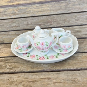 Doll Sized Porcelain Tea Set With Tray