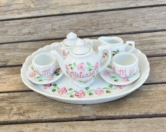 Porcelain Doll Sized Tea Set With Tray