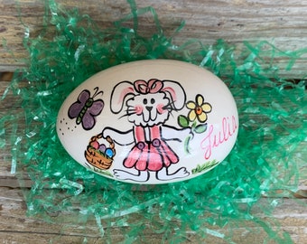 Fancy Dress Bunny - Personalized Ceramic Easter Egg