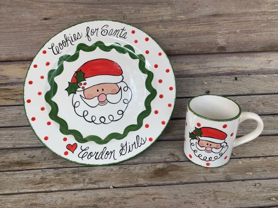 Cookies and Milk for Santa Personalized Ceramic Plate and Mug