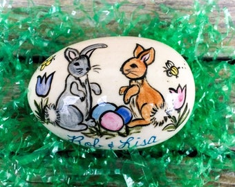 Garden Bunnies - Personalized Ceramic Easter Egg