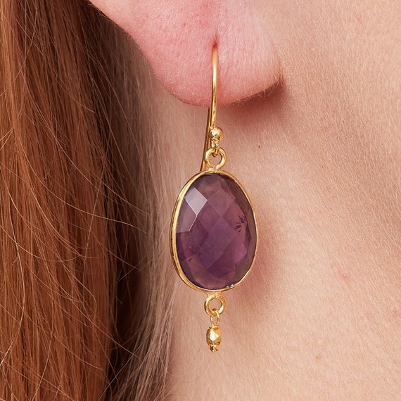 Amethyst gold deals drop earrings