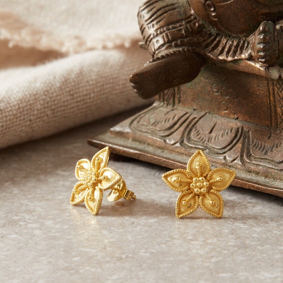 Large Gold Flower Stud Earrings