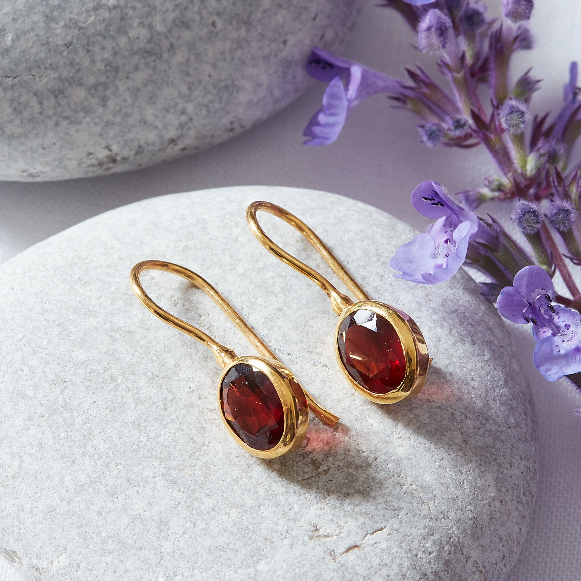 Garnet Earrings in Rose Gold, Yellow Gold, Sterling Silver, 6mm and 8mm  Faceted Rose Cut Garnet Drop Earrings, January Birthstone Earrings - Etsy