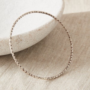 Textured Silver Skinny Stacking Bangle, Solid Silver Bangle Textured